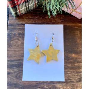 Pendientes Colgantes de Plata de Ley y Jaspe Bumblebee Hechos a Mano en el Suroeste, Diseño de Estrella, Ideales para Regalo - Product Image 1