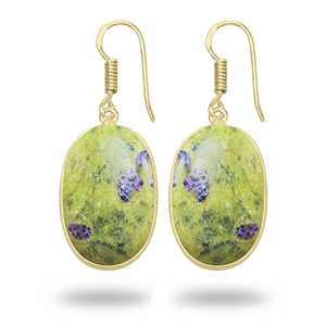 Pendientes de Atlántasita Natural al por Mayor, Joyería de Lujo Chapada en Oro sobre Latón para Ella, Pendientes Minimalistas con Piedras Preciosas - Product Image 3