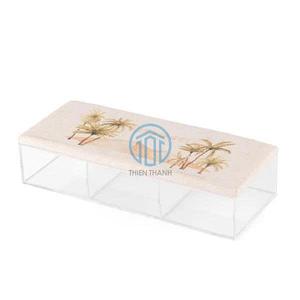 Caja de almacenamiento de acrílico con tapa de lino Organizador personalizado rectangular, hecho en Vietnam - Product Image 5