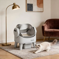 Litière pour chat automatique et autonettoyante, design ouvert tendance, en plastique, 74L+15L, avec capteurs de sécurité et contrôle par application