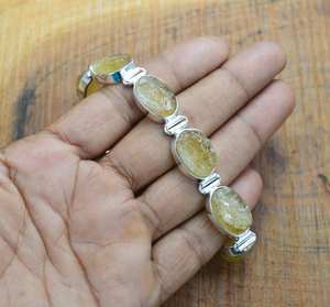 Rough Citrine Sterling Silver Bracelet Handmade Gemstone Jewelry Natural Stone Adjustable Silver Bracelet Gift - Product Image 3