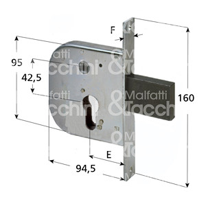 SERRURE AVEC poignée 1 tour et loquet intégré, cylindre en forme non inclus - Product Image 1