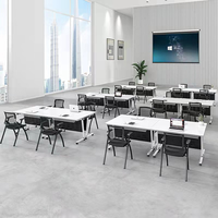 Table de formation de conférence pliante Ekintop et combinaison de chaises peuvent déplacer un double bureau et des chaises utilisées pour les écoles