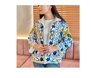 Wholesale Suzani Embroidery Winter Jacket <b>Women's</b> <b>Coat</b> Quilted Jacket Unisex <b>Coat</b> Indian Handmade Suzani Short Jacket - Product Image 6