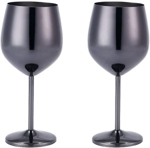 Verres à vin en acier inoxydable noir, design minimaliste, gobelets ronds incassables pour les fêtes - Product Image 1