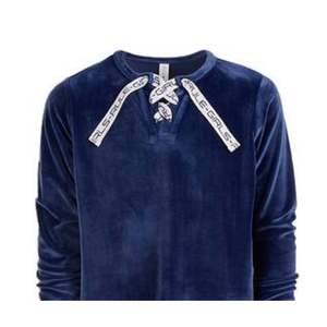 Felpa in Velluto Blu Scuro Ideology per Ragazze Grandi, Cappotto Invernale con Cappuccio e Lacci, Materiale in Tessuto - Product Image 2