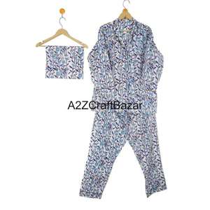 Classy Indian 100% Pure Cotton Pyjamas Womens Cotton <b>Pj</b> Set Soft Cotton <b>Trousers</b> Shirts Sets Design Sleep Wear Suits - Product Image 6