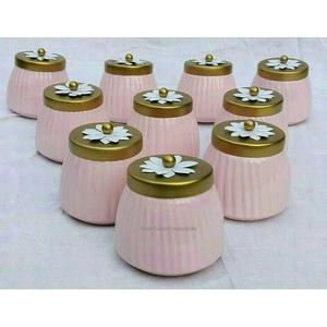 Tarro de vela de Metal con diseño de forro con tapa para el hogar y la boda, Decoración de mesa, tarro de vela de hierro de lujo de Color rosa - Product Image 1