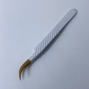แหนบคีบขนตาแบบตรงและโค้งงอสีขาวและสีทองทำจากสเตนเลสคุณภาพดี - Product Image 3