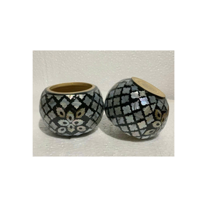 artisanal <b>small</b> polka dot bamboo <b>box</b> <b>with</b> mother-of-pearl inlay unique decorative storage jar for jewelry and <b>gifts</b> - Product Image 4