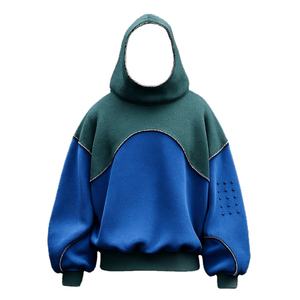 Sweat à capuche d'hiver surdimensionné bicolore personnalisé, double couche, 500GSM, 100% coton, coupe-vent, respirant, logo personnalisé |   Vêtements de rue unisexes - Product Image 3