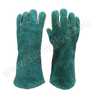 A Grade Superior Green <b>Lined</b> Leather Welders Welding <b>Glove</b> - Product Image 4