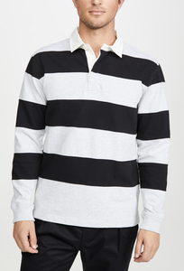 Le plus récent à la mode hommes rayé impression décontracté polos à manches longues t-shirt pour hommes - Product Image 2