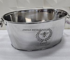 Seau à glace de luxe en acier inoxydable pour bars extérieurs Refroidisseur à vin et refroidisseur de boissons avec poignées pour recevoir avec style - Product Image 2