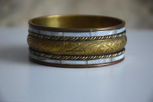 ZAMZAM IMPEX ZZJ 3082 Brass Mother of Pearl Shell Inlay Handmade Durable Fashionable Elegant Bangle <b>Bracelet</b> for Daily Wear Gift - Product Image 4