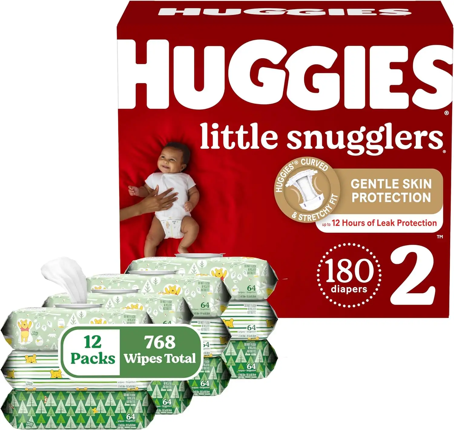 Huggies kleine Snuckler Windeln und Wimpern Bündel: Huggies kleine Snuckler Größe 2 Babyausschnitt, 180 Ct & Huggies natürliche Pflege