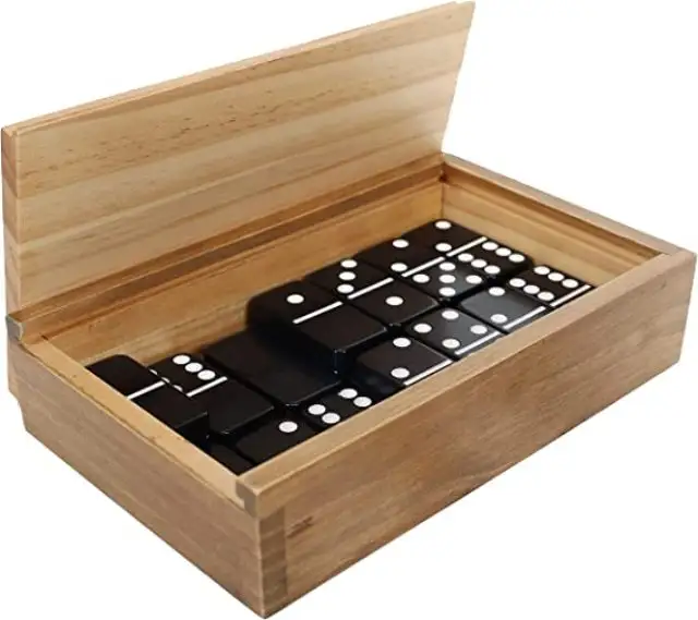 ゲームカスタム刻印ダブル6ブラックドミノセット木製ケース