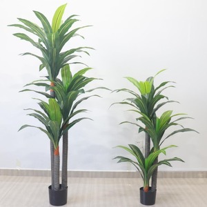 4FT oro artificiale della canna di palma 15 foglie finte Triple piante di palma tropicale in vaso per la casa portico Patio giardino regalo - Product Image 6