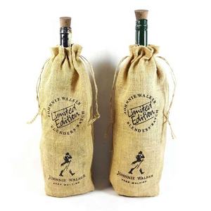 Venta al por mayor personalizada ecológica impresa sola botella de vino de embalaje de lino cordón bolsa de vino con logotipo - Product Image 6