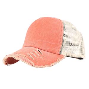 Wholesale Custom Washed <b>Vintage</b> Denim Sport Baseball Cap Dyed Solid Color Distressed Mesh Foam Dad <b>Trucker</b> <b>Hat</b> - Product Image 4