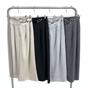 Pantalones Oxford Transpirables para Mujer, de Cintura Alta, a la Moda, Casuales, Elegantes, de Color Sólido, Colección de Verano, Exportación de Turquía - Product Image 1
