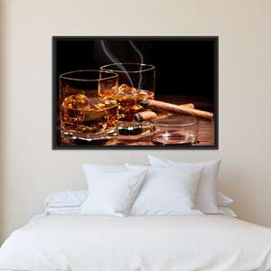 งานศิลปะบนผ้าใบพิมพ์ลายสวยงามสำหรับตกแต่งห้องแมนเคฟสไตล์โมเดิร์น, ผ้าใบกรอบสีดำ - Product Image 1