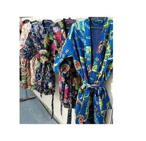 Kimono de baño de algodón Kantha Stitch hecho a mano para mujer, venta al por mayor, estilo indio de verano y primavera para mujer - Product Image 1