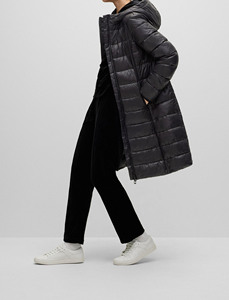 Manteau d'hiver long matelassé en coton camouflage imperméable et coupe-vent pour femmes, avec broderie tissée - Product Image 1