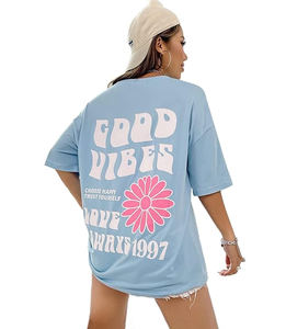 2024 de talla grande para mujer, camiseta estampada a la moda de Color sólido con hombros caídos, camiseta informal personalizada con hombros caídos para mujer - Product Image 2