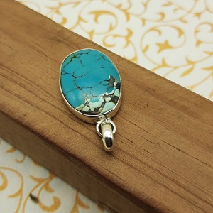 Collier pendentif Firoza tibétain naturel en argent sterling 925 gros pendentif Firoza tibétain fait à la main bijoux en argent sterling - Product Image 6