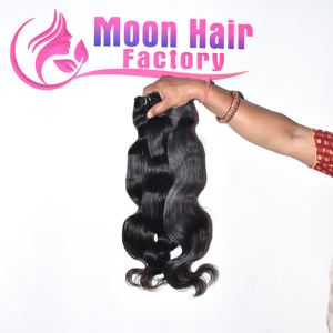 Extensions de cheveux naturels indiens Remy bruts à prix de gros bon marché, ondulations naturelles, double trame, cheveux humains non traités, à vendre - Product Image 2