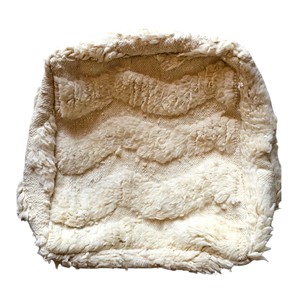 Pouf rectangulaire marocain artisanal, crème et bleu à motif à carreaux, style bohème, 100% coton, multifonctionnel - Product Image 2