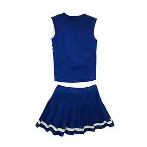 Proveedor de Uniformes de Animadoras con Técnica de Pedrería, Top Corto de Spandex Azul Rey Personalizado OEM, Minifalda, Traje de Baile Hip Hop - Product Image 3
