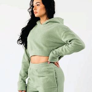 Veste en polaire Sherpa pour femme, hiver 2023, chaude, douce, en peluche, sweat-shirt à fermeture éclair, broderie féminine, veste à capuche courte - Product Image 3