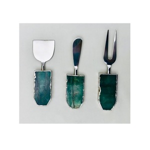 Ensemble de couteaux à fromage en pierre d'agate multicolore avec polissage pour hôtel à prix abordable Ensemble de couteaux à fromage de luxe pour hôtel - Product Image 3