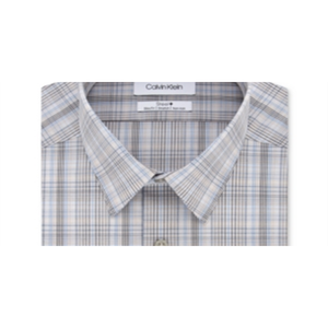 Camicia Elegante a Quadri Calvin Klein da Uomo, Vestibilità Slim, Elasticizzata, Marrone Popeline, Taglia 18X34-35, Anti-Piega - Product Image 2