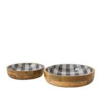 Enamel cetak Set mangkuk kayu mangga desain Asia pencuci piring peralatan makan alami aman Server Salad Set kualitas terbaik