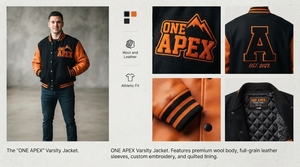 แจ็คเก็ตเลตเตอร์แมนสีดำพรีเมียม แขนหนัง ตัวเสื้อผ้าขนสัตว์ ปักลายปะติด แจ็คเก็ตบอมเบอร์สไตล์วิทยาลัย สตรีทแวร์ รับผลิตแบบ OEM ODM ตามสั่ง - Product Image 5