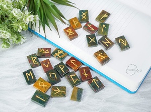 Bloodstone-Juego de runas pulidas, cristal de bruja con grabado Elder Futhark, alfabeto rúnico - Product Image 5