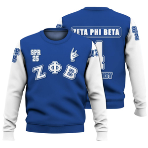 Sudadera con Cuello Redondo de la Hermandad Zeta Phi Beta para Mujer, Azul Griega de 1920, Bordada, de Forro Polar, Cómoda para Invierno - Product Image 3