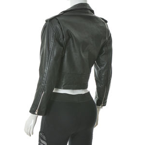 Chaqueta Larga de Mezclilla Negra para Mujer, con Capucha y Bolsillos, Estilo Motociclista Vintage, de Alta Calidad, Ecológica, Resistente al Viento, Estilo Biker Varsity - Product Image 3