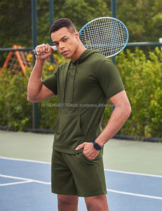 Chándal deportivo de 2 piezas de primera calidad para hombre, sudadera transpirable con logotipo estampado de lana de invierno, conjunto de chándal corto XXL - Product Image 6