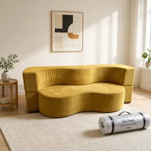Canapé de sol deux <span class=keywords><strong>places</strong></span> de luxe écologique sans odeur, respectueux de la peau, rembourrage uniforme en éponge, anti-déformation, canapé-<span class=keywords><strong>lit</strong></span> <span class=keywords><strong>2</strong></span>-en-1 - Product Image 5