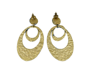 Haute qualité Designer boucle d'oreille bijoux peinture à la main bleu Pottary Design doré mat finition boucle d'oreille pour femmes et filles - Product Image 5