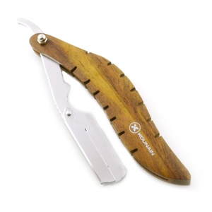 Navaja de Afeitar de Estilo Vintage con Mango de Madera e Incrustaciones Coloridas - Navaja de Afeitar Profesional para Barbería - Product Image 5