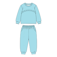Ensemble sweat-shirt et pantalon de survêtement à manches longues pour petites filles, deux pièces, couleur unie, col ras du cou festonné, tenues de détente