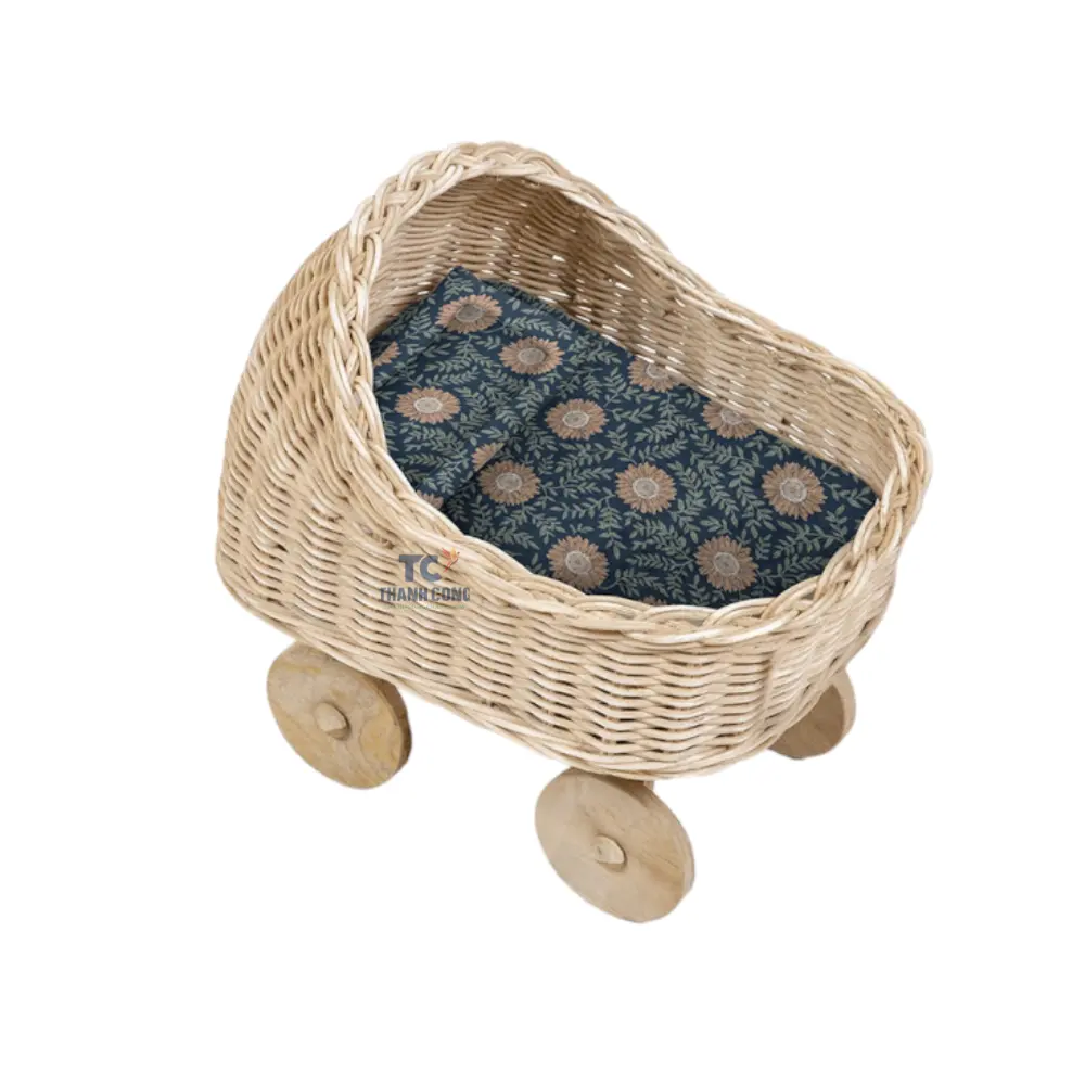 Eco friendly Mini Cradle Rattan Toys Safe For Kids Toddler Toys Rattan