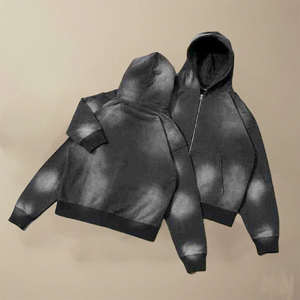 Conjunto Deportivo Vintage Lavado al Ácido Personalizado de Moda Urbana 2026, Sudadera con Capucha y Pantalones Deportivos con Parches Desgastados para Hombre - Product Image 3