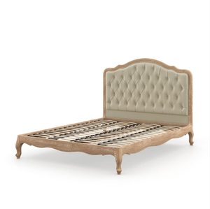 Lit en bois massif de style français Design classique délavé blanc avec tête de lit à bouton arrière pour usage résidentiel - Product Image 6