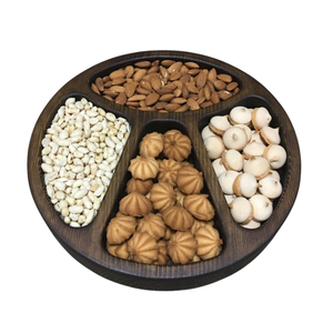 Plato de madera para servir frutas secas de diseño moderno hecho a mano de madera 5 divisor forma Hexagonal plato de aperitivos para bodas y hoteles - Product Image 2